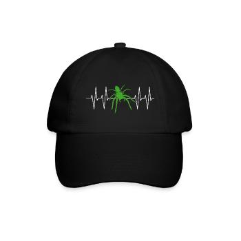 Große Spinne mit Herzlinie ich liebe Spinnen - Baseballkappe - Schwarz/Schwarz - Vorne