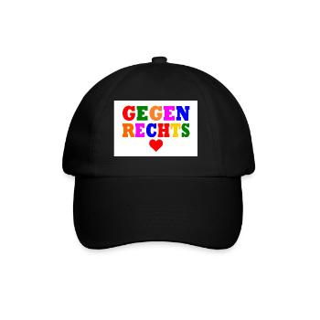 Gegen rechts - Baseballkappe - Schwarz/Schwarz - Vorne