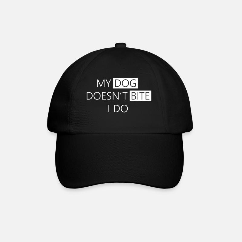 Lustiges Hunde Shirt - My dog doesn't bite - Baseballkappe - Schwarz/Schwarz