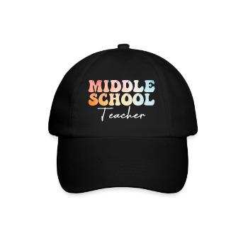 Middle School Teacher Groovy Back to School - Baseball Cap - black/black - Front
