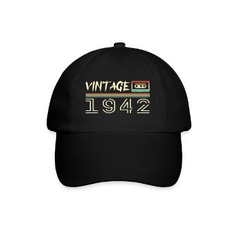 1942 Original 1942 Retro 1942 Geburtstagsgeschenk - Baseballkappe - Schwarz/Schwarz - Vorne