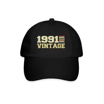 1991 Birthday Gift 1991 Vintage 1991 Gift - Baseball Cap - black/black - Front