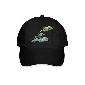 blowfish kugelfisch fischer fish animal tiere - Baseballkappe - Schwarz/Schwarz - Vorne