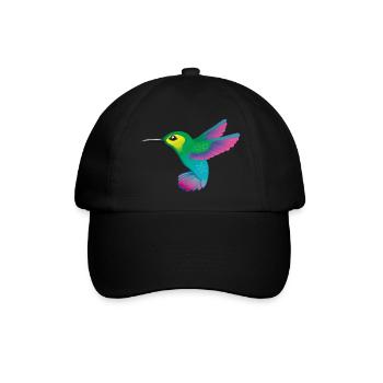 Hummingbird colorful vector graphic - Baseball Cap - black/black - Front