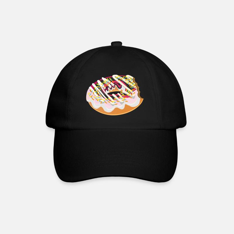 Donut Doughnut Lustiges Geschenk - Baseballkappe - Schwarz/Schwarz
