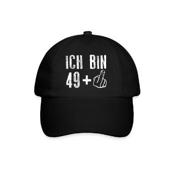50. Geburtstag Ich Bin 49+ - Baseballkappe - Schwarz/Schwarz - Vorne