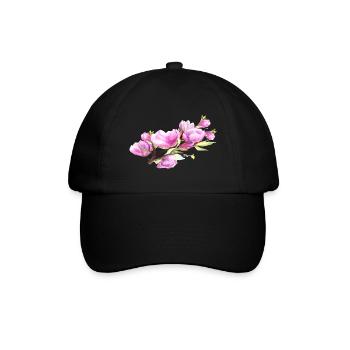 Magnolia Frühling Blume Sommer - Baseballkappe - Schwarz/Schwarz - Vorne