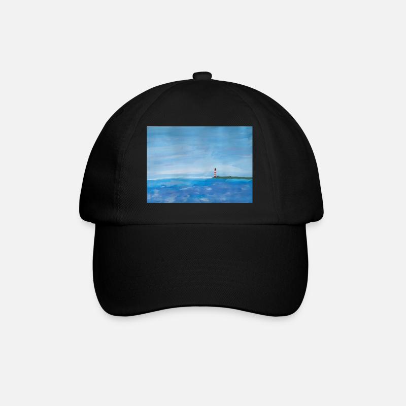 Meer Küste Leuchtturm Malerei - Baseballkappe - Schwarz/Schwarz