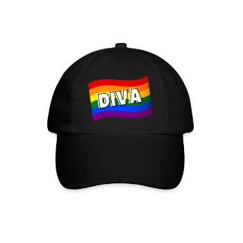 DIVA Fabulous Rainbow Flag Gay Pride LGBT LGBTQ - Baseball Cap - black/black - Front