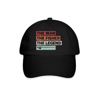 The Man The Angler The Legend Fisherman Fishing Fun - Baseball Cap - black/black - Front