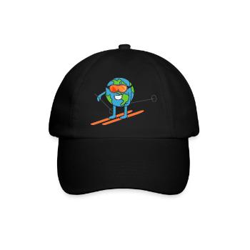 Earth skis Skiing Earth Day - Baseball Cap - black/black - Front