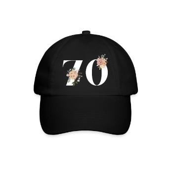 70e anniversaire fleuris (Cadeau de 70 ans) - Casquette classique - noir/noir - Devant