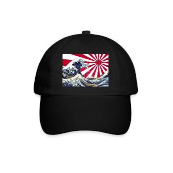 Land of the Rising Sun Japanese Hokusai Wave Art - Baseball Cap - black/black - Front