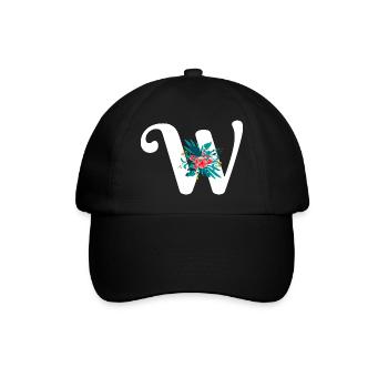 letter W flowered - Baseball Cap - black/black - Front