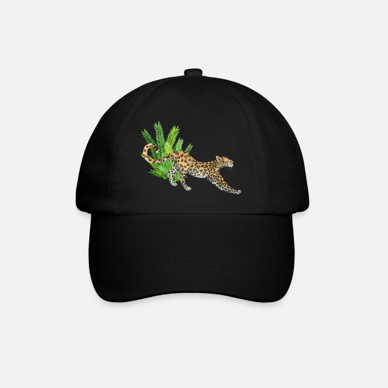 Leopard im Dschungel - Baseballkappe - Schwarz/Schwarz