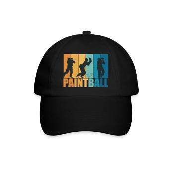 Paintball Paintballer Gotcha Vintage Geschenk - Baseballkappe - Schwarz/Schwarz - Vorne