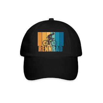 Rennrad Vintage Retro Radsport Fahrrad Geschenk - Baseballkappe - Schwarz/Schwarz - Vorne