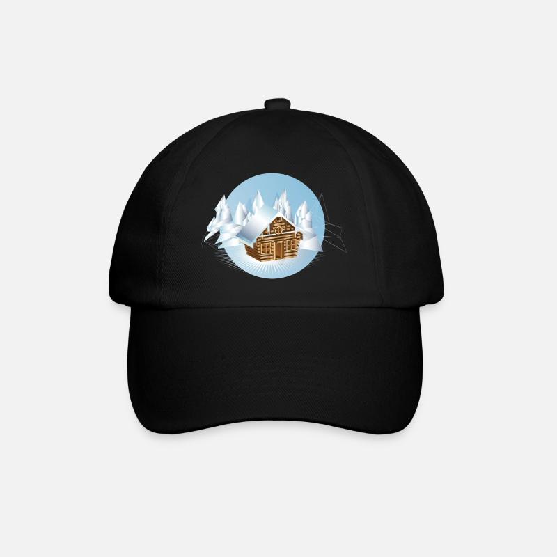 kleine Blockhütte inmitten einer Eislandschaft - Baseballkappe - Schwarz/Schwarz