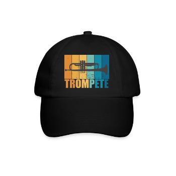 Trompete Vintage Musiker Instrument Geschenk - Baseballkappe - Schwarz/Schwarz - Vorne