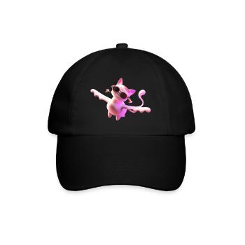 flying cat creature with sunglasses - Baseball Cap - black/black - Front