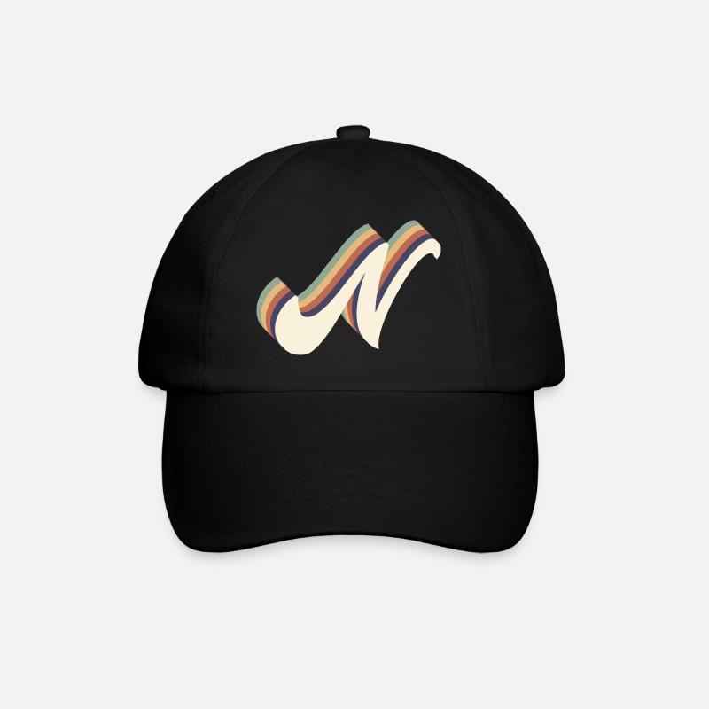 Buchstabe n - Baseballkappe - Schwarz/Schwarz
