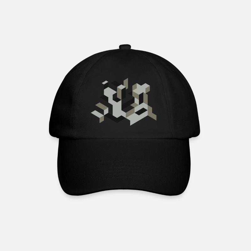 perspektive bau würfel selbst färben labyrinth 3D - Baseballkappe - Schwarz/Schwarz