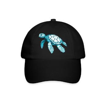 Beautiful sea turtle in blue - Baseball Cap - black/black - Front