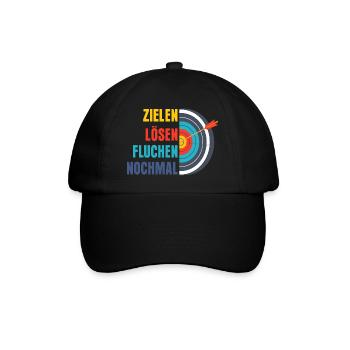 Zielen Lösen Fluchen Nochmal Jagd Bogenschütze - Baseballkappe - Schwarz/Schwarz - Vorne