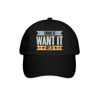 Think It Want It Get It Vintage Life Manifesting - Baseball Cap - black/black - Front