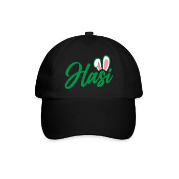 Hasi - süße Häschenohren | Farben änderbar - Baseballkappe - Schwarz/Schwarz - Vorne