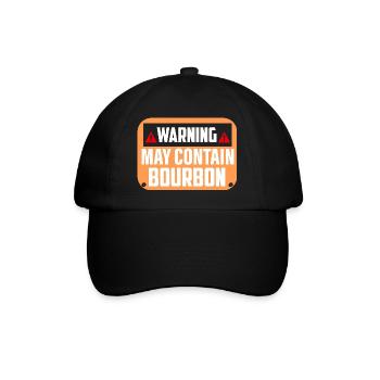 Warning May Contain Bourbon Whiskey Drinking - Baseballkappe - Schwarz/Schwarz - Vorne