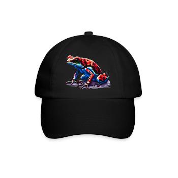Bunter Pfeilgiftfrosch in 8 Bit Pixel Look - Baseballkappe - Schwarz/Schwarz - Vorne