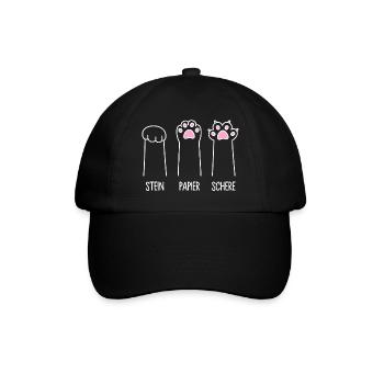 Katze Pfote Katzenpfoten Spiel Stein Papier Schere - Baseballkappe - Schwarz/Schwarz - Vorne