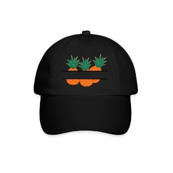 Anananas Banner orange Ananas - Baseballkappe - Schwarz/Schwarz - Vorne