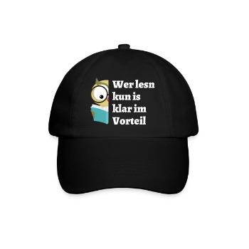 Wer lesn kun... - bayerischer Spruch - Baseballkappe - Schwarz/Schwarz - Vorne