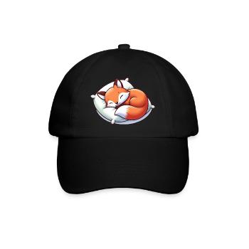 Schlafender Baby Fuchs - Baseballkappe - Schwarz/Schwarz - Vorne