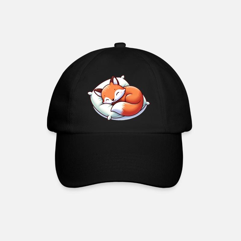 Schlafender Baby Fuchs - Baseballkappe - Schwarz/Schwarz