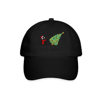 Drôle de chat noir poussant l’arbre de Noël sur le chat - Casquette classique - noir/noir - Devant