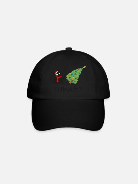 Grappige zwarte kat die kerstboom over kat duwt - Baseballcap - zwart/zwart