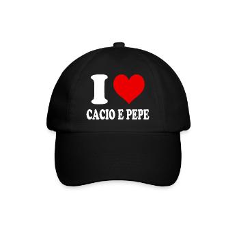 I Love Cacio e Pepe Heart Funny Witty - Baseball Cap - black/black - Front