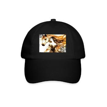 Flowers Women girl fashion design art female style - Baseball Cap - black/black - Front