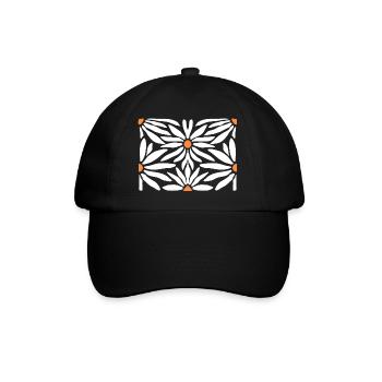 Groovy Gänseblümchen-Blumen - Baseballkappe - Schwarz/Schwarz - Vorne