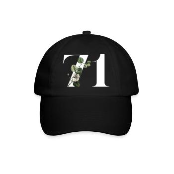 Nummer 71 Blumengrün - 71. Blumengeburtstag - Baseballkappe - Schwarz/Schwarz - Vorne