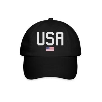 TEAM USA amerikanische Flagge Fahne unter Schrift - Baseballkappe - Schwarz/Schwarz - Vorne