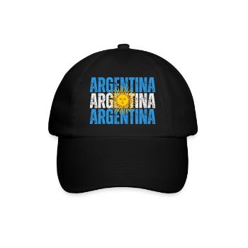 Flagge von Argentinien, Argentinischer Stolz - Baseballkappe - Schwarz/Schwarz - Vorne