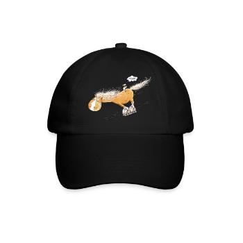 Pferd Mit Rollschuh Fährt Wortspiel Pferdefreunde - Baseballkappe - Schwarz/Schwarz - Vorne