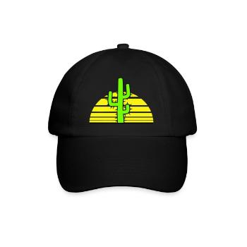 Cactus, Soleil, Épineux, Nuit, Désert, Coucher de soleil - Casquette classique - noir/noir - Devant