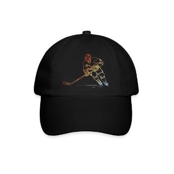 Eishockeyspieler Skizze Vintage - Baseballkappe - Schwarz/Schwarz - Vorne