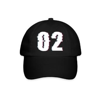 Zwei 2 Two 02 Zahl Effekt Verzerrt Nummer - Baseballkappe - Schwarz/Schwarz - Vorne