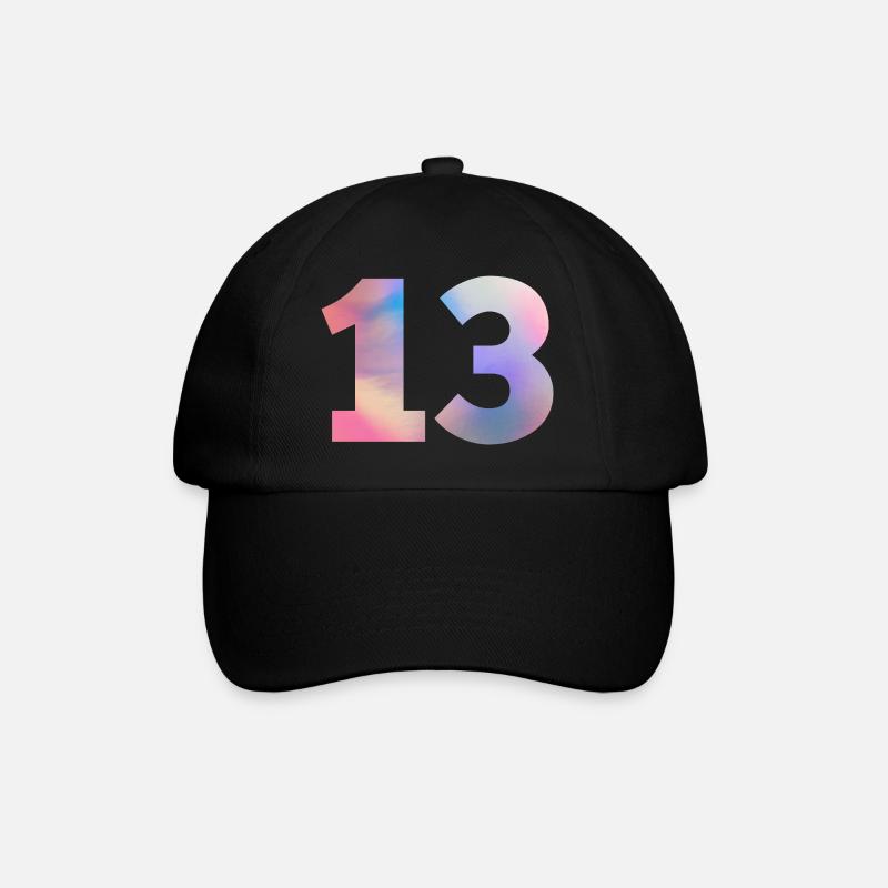 Bunte Zahl 13 - Baseballkappe - Schwarz/Schwarz